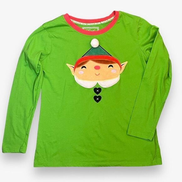 Secret Santa Christmas Elf Santa’s Helper Sleep Shirt, Size Large Green - Picture 6 of 6